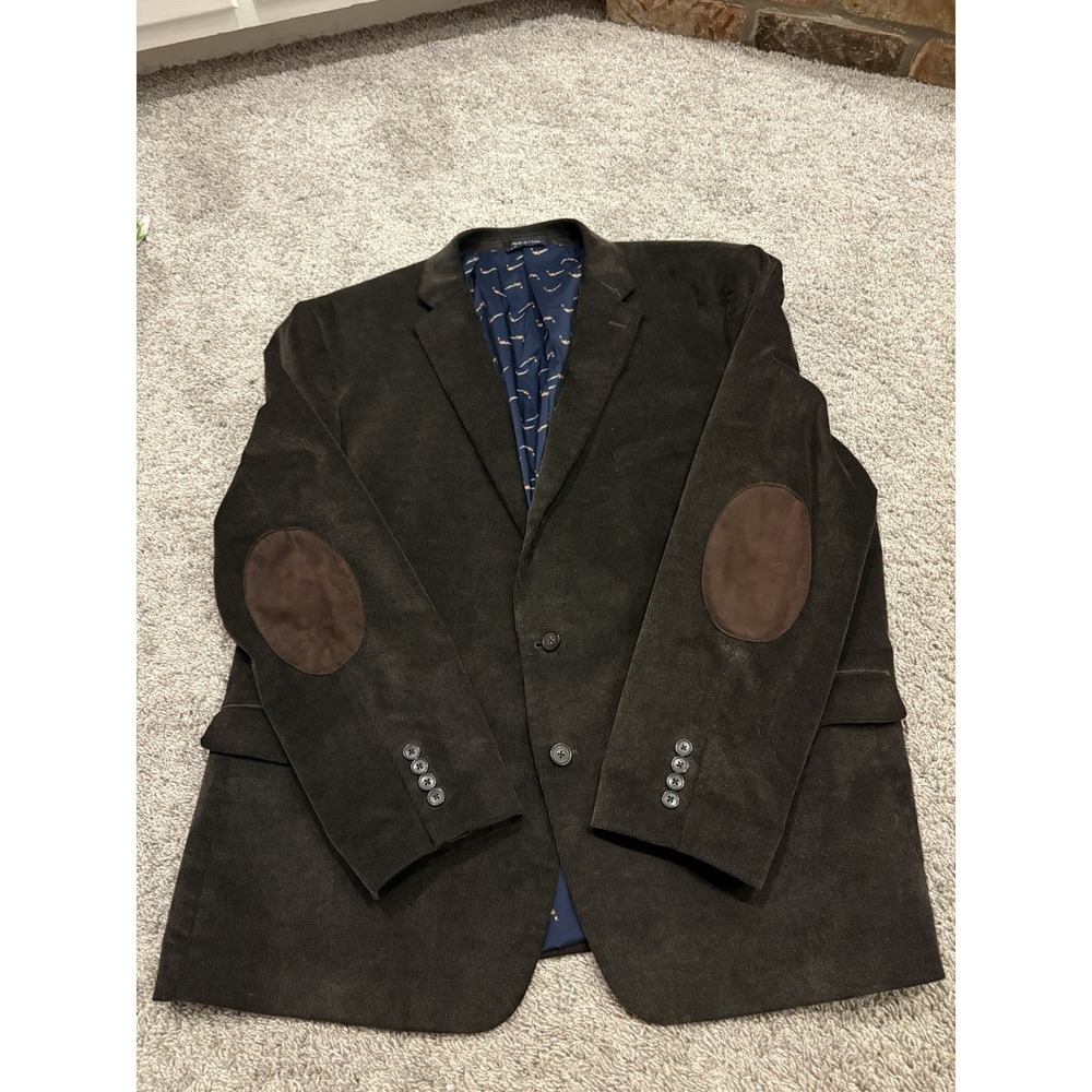 Chaps Sport Coat Blazer Mens 52R Brown Corduroy Spaniel Lined Elbow Patch Jacket